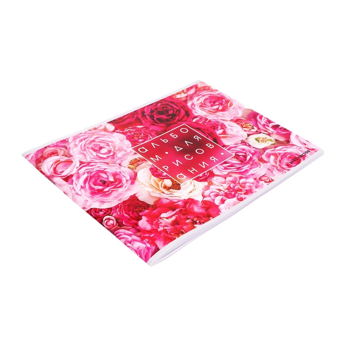 Альбом для рисования А4, 40 листов на скрепке "Розы", обложка мелованный картон, блок 100 г/м&sup2;
