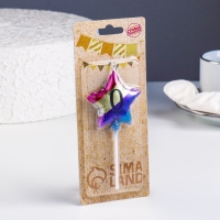 Свеча в торт "Воздушный шарик. Звезда", цифра "0", 5,5 см, разноцветная Свеча в торт "Воздушный шарик. Звезда", цифра "0", 5,5 см, разноцветная