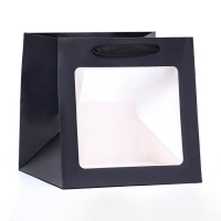 Пакет подарочный, крафт, с окном, «Черный», 20 х 20 х 20 см Пакет подарочный, крафт, с окном, «Черный», 20 х 20 х 20 см