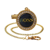 Соска - пустышка силиконовая ортодонтическая «BOSS», от 6 мес., с колпачком + держатель - цепочка, цвет черный/золото, стразы Соска - пустышка силиконовая ортодонтическая «BOSS», от 6 мес., с колпачком + держатель - цепочка, цвет черный/золото, стразы