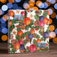 Новый год. Салфетки бумажные New Line Design «Шишки-шарики», 33х33 см, 3 слоя Новый год. Салфетки бумажные New Line Design «Шишки-шарики», 33х33 см, 3 слоя