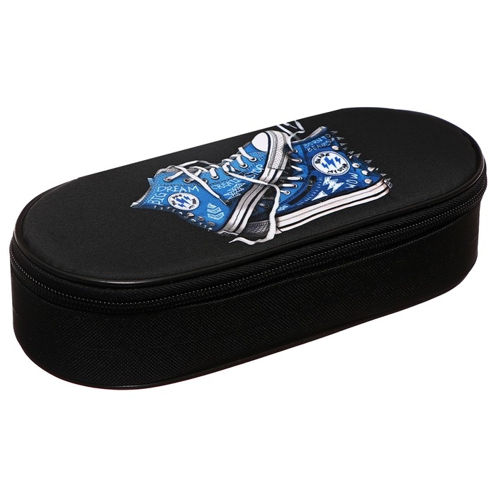 Пенал-футляр 95 х 205 х 45 мм, мягкий, текстильный, Calligrata, ПМК 27-20 резинка на клапане, "Кеды"