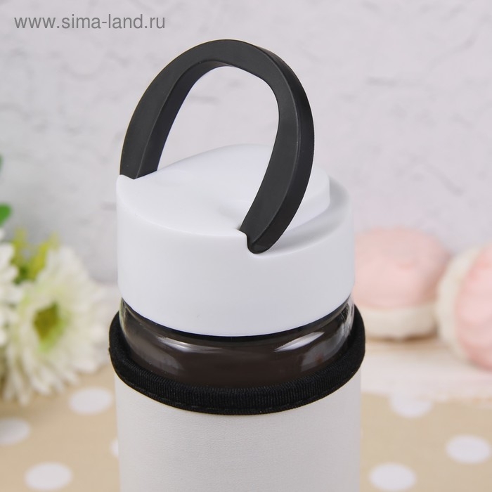 Бутылка для воды стеклянная с ручкой в чехле &laquo;Завтрак&raquo;, 500 мл, h=23,5 см, рисунок МИКС