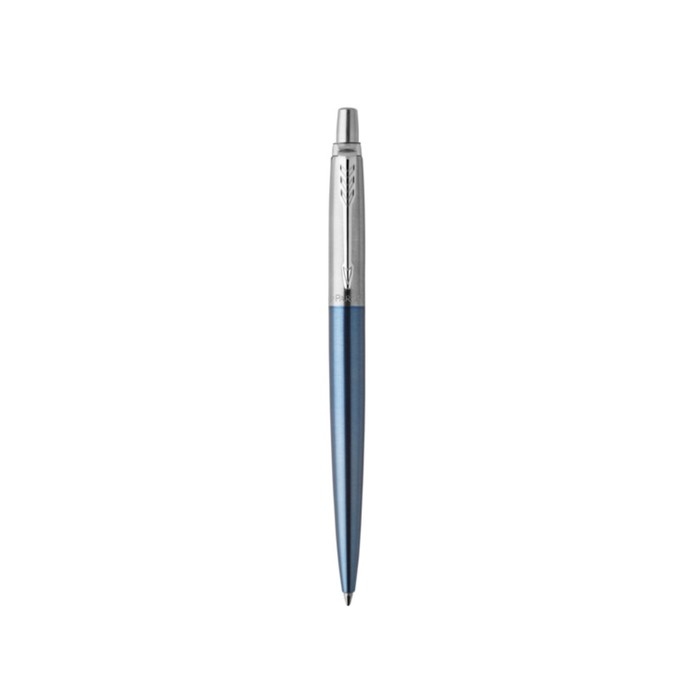 Ручка шариковая Parker Jotter Core Waterloo Blue CT M, корпус из нержавеющей стали, голубой глянцевый/ хром, синие чернила