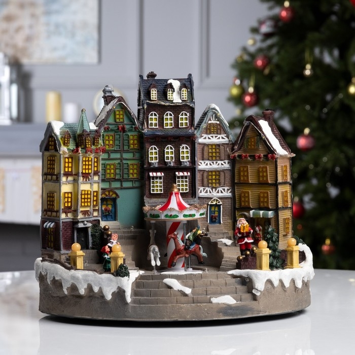 Светодиодная фигура &laquo;Новогодняя площадь&raquo; 40 &times; 21 &times; 22 см, полистоун, батарейки ААх3 (не в комплекте), USB, свечение мульти