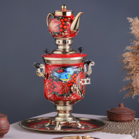 Набор «Рябина», 3 предмета, самовар 3 л, заварочный чайник 0,7 л, поднос Набор «Рябина», 3 предмета, самовар 3 л, заварочный чайник 0,7 л, поднос