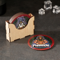 Набор подставок под бокалы в держателе , 6 штук, "Талисманы", D = 9 см, 9,5 х 9 х 2,5 см Набор подставок под бокалы в держателе , 6 штук, "Талисманы", D = 9 см, 9,5 х 9 х 2,5 см