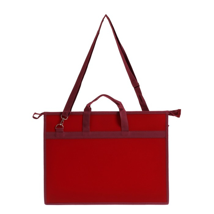 Папка для чертежей и рисунков A3, 420 х 343 х 50 мм, с ручками, пластиковая, молния сверху, 0.9 мм, Папка для чертежей и рисунков A3, 420 х 343 х 50 мм, с ручками, пластиковая, молния сверху, 0.9 мм, "Стандарт" ПР 5, плечевой ремень, бордовая