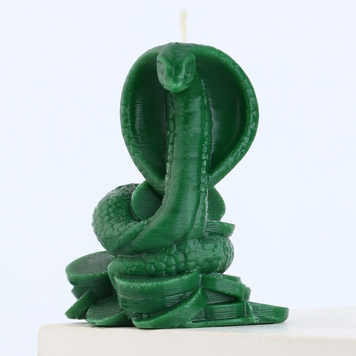 Новогодняя свеча интерьерная &laquo;Новый год: Змея на монетках&raquo;, зелёная, 78 х 61 х 52