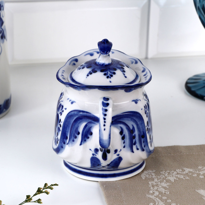 Сахарница &laquo;Силуэт&raquo;, 14х10х14 см, гжель