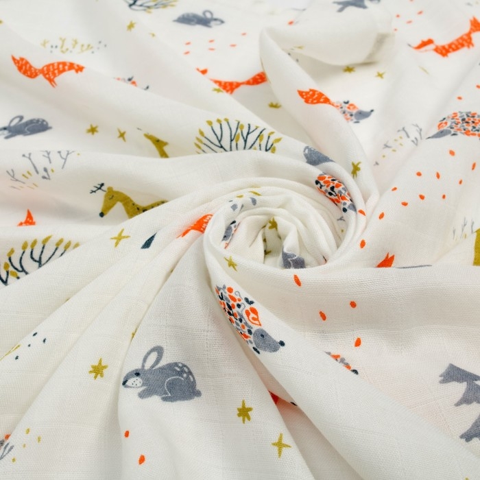 Пелёнка муслиновая Крошка Я &laquo;Лисички&raquo; 120х110 см, двухслойная, 100% хлопок