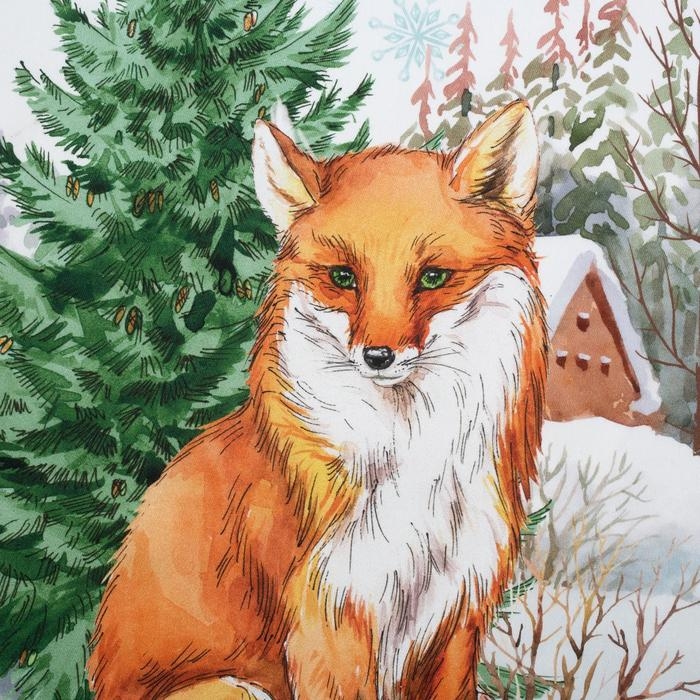 Полотенце &laquo;Лиса&raquo; ТМ &laquo;Этель: Новогодний лес&raquo;, 40 &times; 67 см, 100 % хлопок, саржа, 190 г/м&sup2;