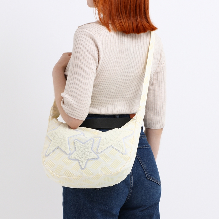 Сумка молодёжная на молнии, цвет жёлтый/белый Сумка молодёжная на молнии, цвет жёлтый/белый