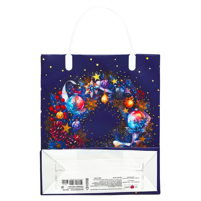 Пакет подарочный мягкий пластик Пакет подарочный мягкий пластик "С новым годом" 140 мкм Сумка 26 х 22,5 х 8,5 см