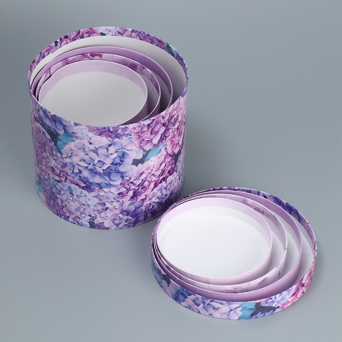 Набор шляпных коробок для цветов 4 в 1, упаковка подарочная, «Лаванда», 14 х 13 см - 20 х 17,5 см Набор шляпных коробок для цветов 4 в 1, упаковка подарочная, «Лаванда», 14 х 13 см - 20 х 17,5 см