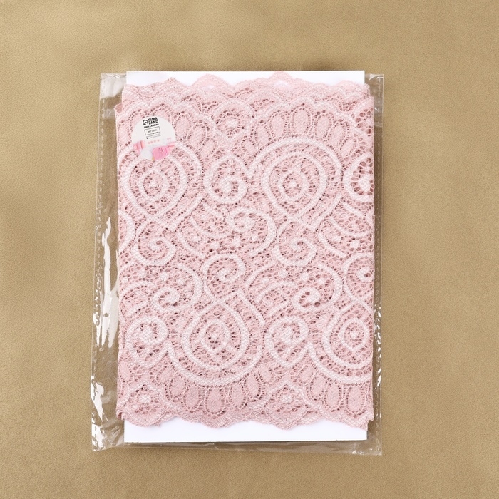 Кружевная эластичная ткань, 180 мм × 2,7 ± 0,5 м, цвет пудровый Кружевная эластичная ткань, 180 мм × 2,7 ± 0,5 м, цвет пудровый