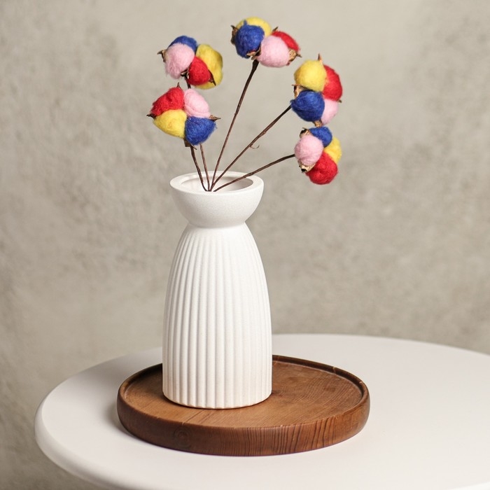 Декор сухоцвет "Хлопок" d-5 см, 30 см,микс набор 5шт