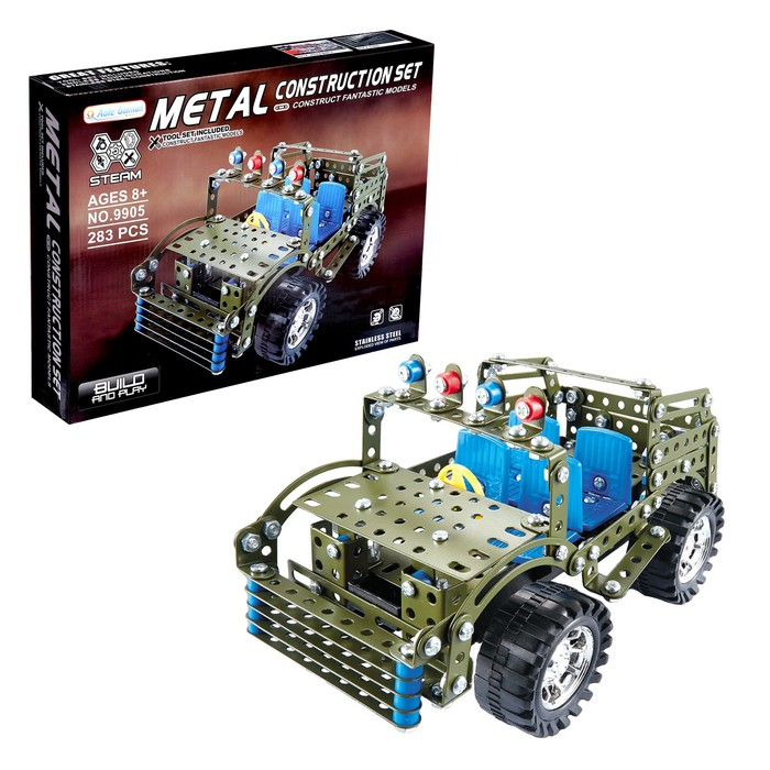Конструктор металлический &laquo;Военный джип&raquo;, 283 детали