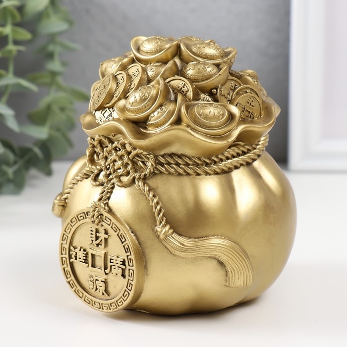 Нэцкэ полистоун под бронзу Нэцкэ полистоун под бронзу "Мешок с большой китайской монетой" 10,5х10.5х12 см