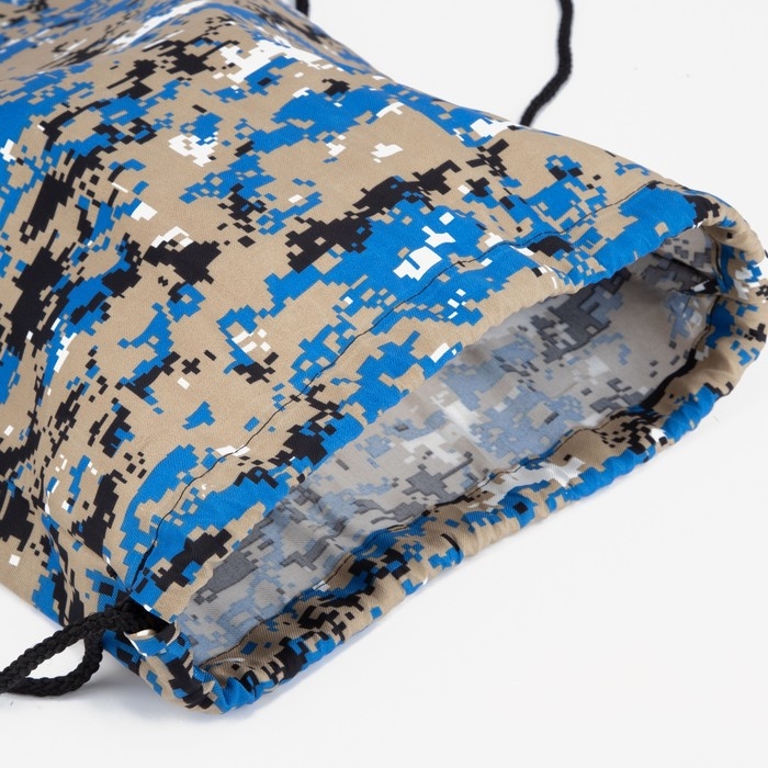 Мешок для обуви на шнурке, цвет синий/камуфляж Мешок для обуви на шнурке, цвет синий/камуфляж