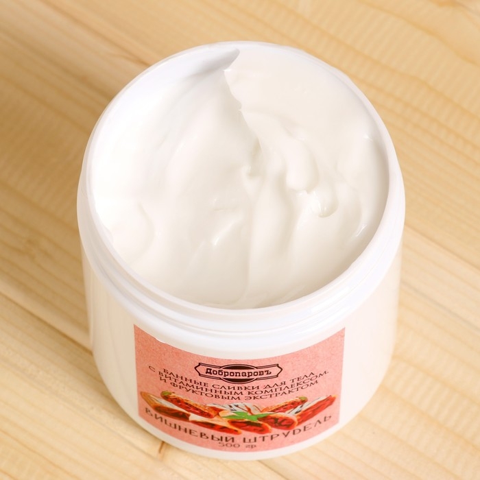 Крем - сливки для тела банные натуральные Крем - сливки для тела банные натуральные "Вишневый штрудель" 500 гр