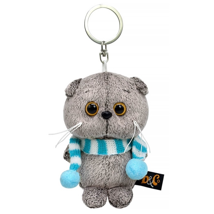 Брелок - детский мягкий &laquo;Басик в полосатом шарфе&raquo;, 15 см