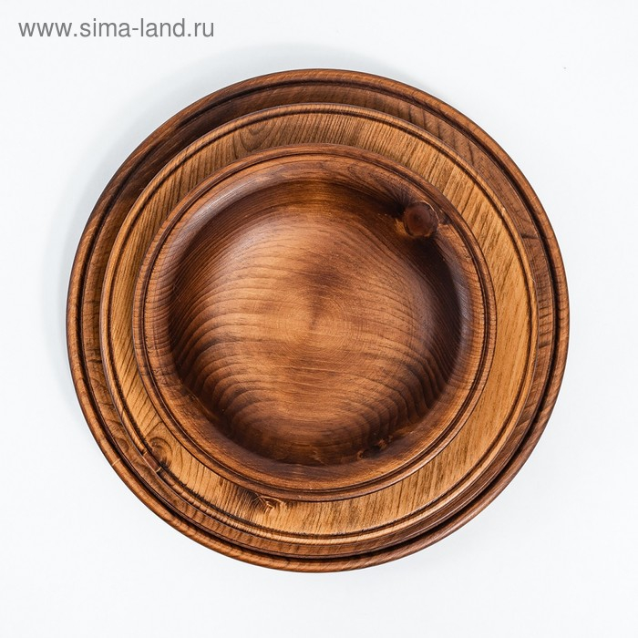 Набор тарелок из натурального кедра Mаgistrо, 3 шт, 27,5&times;3 см, 23,5&times;4 см, 19&times;4,5 см, цвет шоколадный