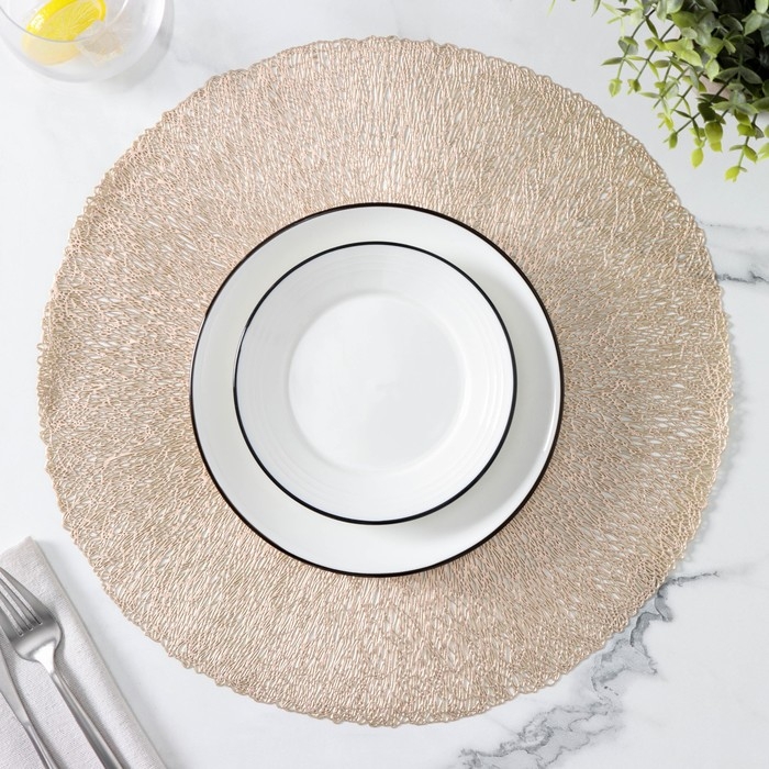 Набор салфеток сервировочных на стол Доляна «Соломка», d=38 см, 4 шт, цвет золото Набор салфеток сервировочных на стол Доляна «Соломка», d=38 см, 4 шт, цвет золото