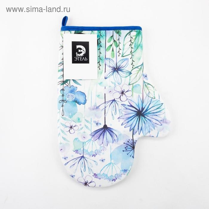 Варежка-прихватка Варежка-прихватка "Blue flowers" 20х28см,саржа, 100% х/л, ватин 250г/м2