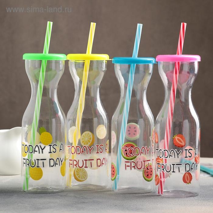 Бутылка &laquo;Цитрусовый бум&raquo;, 450 мл, с трубочкой, цвет МИКС