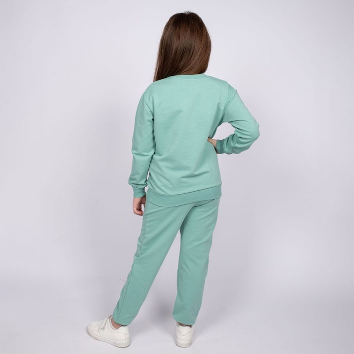 Комплект для девочки (джемпер, брюки), цвет пыльная мята, рост 128 см