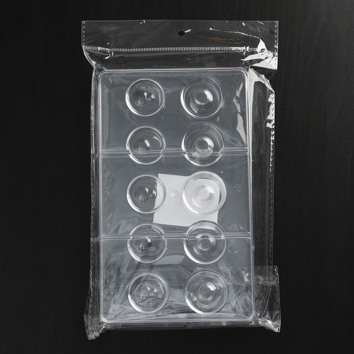 Форма для конфет и шоколада &laquo;Бабл&raquo;, 10 ячеек, 20&times;12&times;2,5 см, d=2,5 см, d=2,7 см, цвет прозрачный