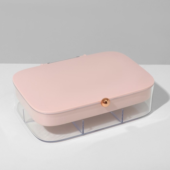 Подставка для украшений &laquo;Шкатулка&raquo; 2 яруса, 30 ячеек, 18&times;14&times;5 см, пластик, цвет розовый