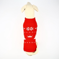 Одежда для собак. Свитер вязаный с орнаментом &laquo;Новогодний&raquo;, красный, размер M