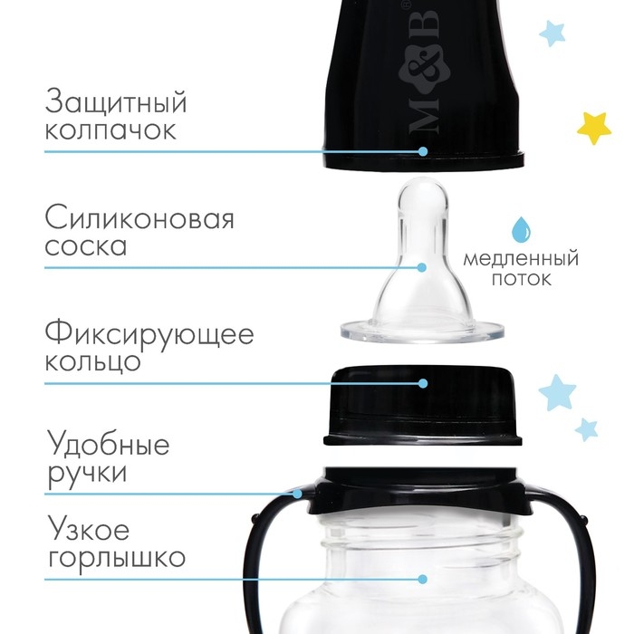 Бутылочка для кормления &laquo;ТРЕНД. Пингвин&raquo;, классическое горло, 150 мл., от 0 мес., приталенная, с ручками