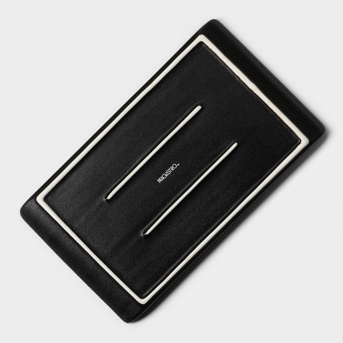 Блюдо фарфоровое для подачи Magistro Pietra lunare, 26,5&times;15&times;2 см, цвет чёрный