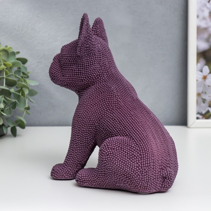 Сувенир полистоун "Французский бульдог фиолет" барашковый сидит 19,5х12х16 см