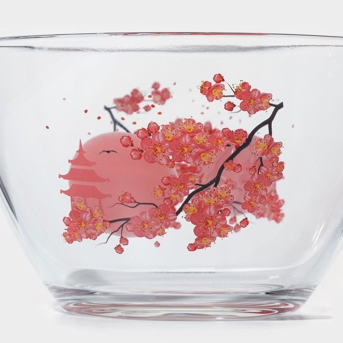 Набор салатников &laquo;Веточка сакуры&raquo;, стеклянный, 3 шт: 1.75 л, 0.8 л, 0.25 л