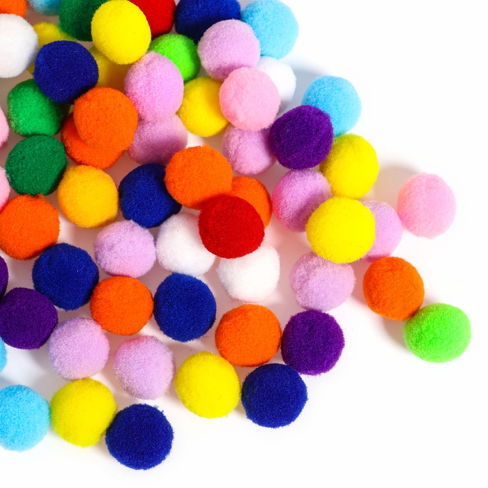 Набор текстильных деталей для декора &laquo;Бомбошки&raquo;, 100 шт., размер 1 шт. &mdash; 2 см