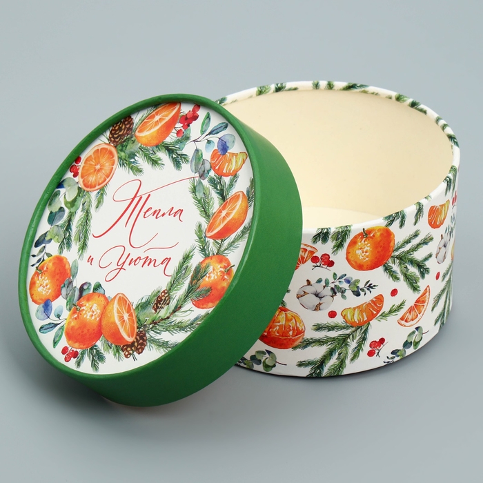 Набор шляпных коробок 3 в 1 &laquo;Акварельный&raquo;, 16 х 10, 14 х 9, 13 х 8.5 см, Новый год