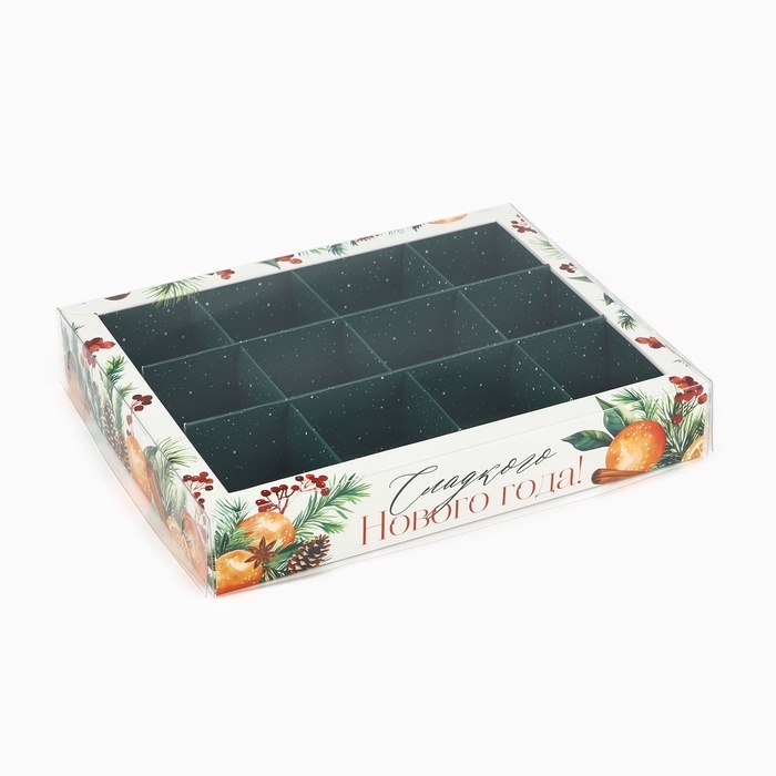 Коробка под 12 конфет с ячейками &laquo;Сладкого Нового года!&raquo;, 14.5 х 18.5 х 3 см