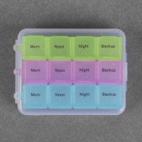 Таблетница - органайзер, английские буквы, утро/день/вечер/ночь, 3 контейнера по 4 секции, цвет МИКС Таблетница - органайзер, английские буквы, утро/день/вечер/ночь, 3 контейнера по 4 секции, цвет МИКС