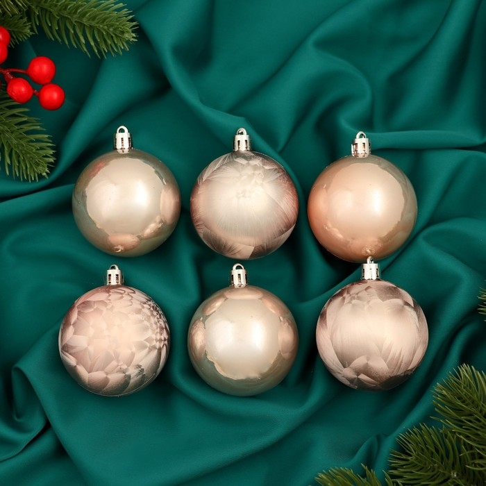 Набор шаров пластик d-5,5 см, 6 шт "Чары волшебства" пудровый