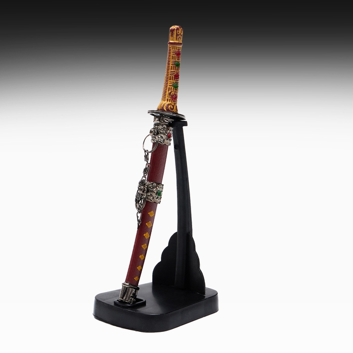 Сувенирное оружие «Катана на подставке», коричневые ножны, микс, 17см Сувенирное оружие «Катана на подставке», коричневые ножны, микс, 17см