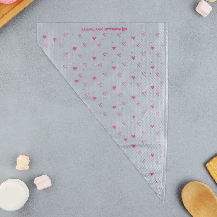 Кондитерские мешки «Сердечки»,(L) 38 х 24 см, 50 шт Кондитерские мешки «Сердечки»,(L) 38 х 24 см, 50 шт