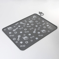Коврик силиконовый под миску &laquo;Паттерн&raquo;, 30х40 см, серый
