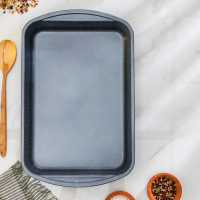 Противень Доляна «Прямоугольник. Мрамор», 38,5×24,5×5 см, антипригарное покрытие, цвет серый Противень Доляна «Прямоугольник. Мрамор», 38,5×24,5×5 см, антипригарное покрытие, цвет серый