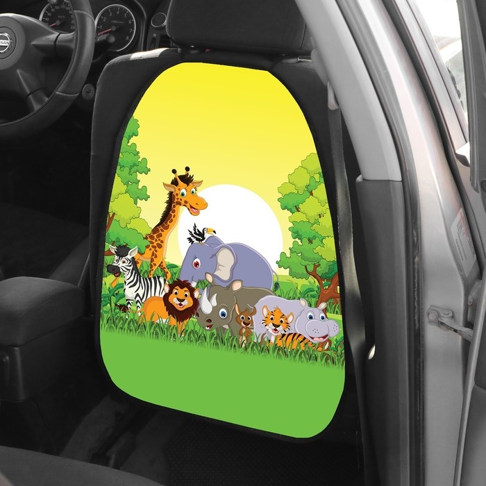Накидка на сиденье автомобильное Cartage Зоопарк, ПВХ, 60 х 45 см, европодвес Накидка на сиденье автомобильное Cartage Зоопарк, ПВХ, 60 х 45 см, европодвес