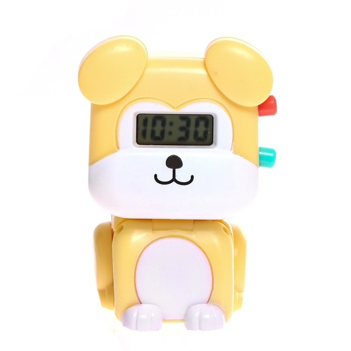 Часы &laquo;Весёлые зверята: Собачка&raquo;, цвет жёлтый