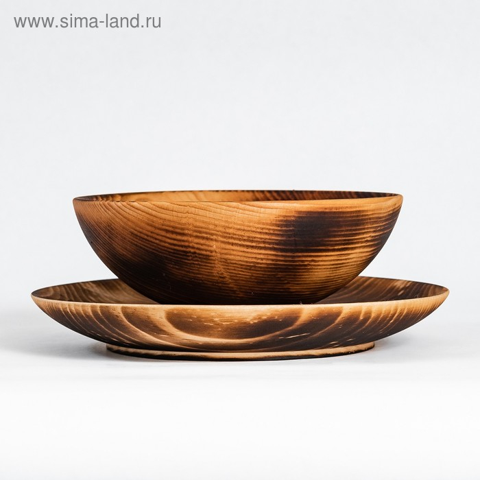 Набор деревянных тарелок из цельного кедра Mаgistrо, 2 шт: 20&times;2,5 см, 16&times;6 см, обожжённые